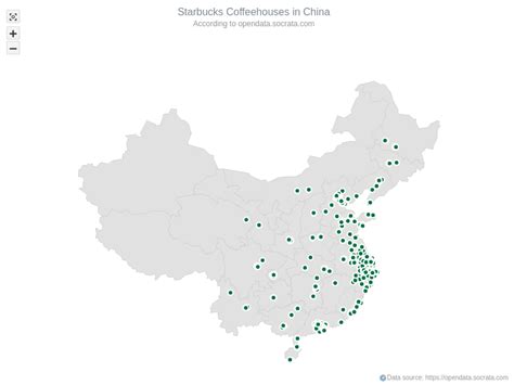 china map with dots where starbucks are located